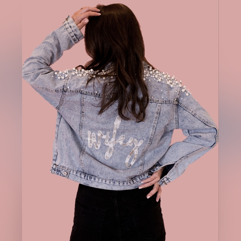 Embellished Denim Jacket - Light Blue